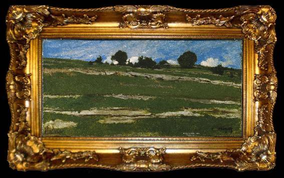 framed  constant troyon Hillside with Rocky Outcrops, ta009-2